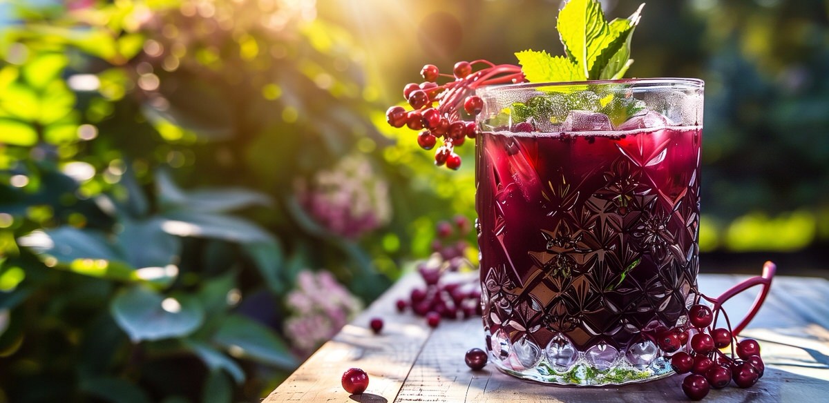 Elderberry Mocktail in a glass